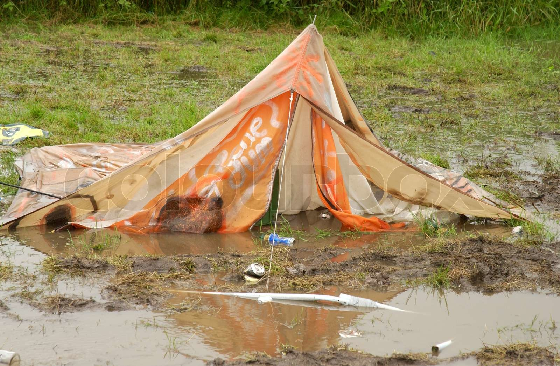 Destroyed tent