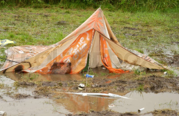 Destroyed tent